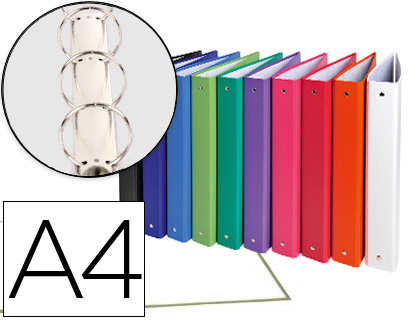 CLASSEUR EXACOMPTA 4 ANNEAUX A4 POLYPROPYLNE REMBORD 18/10E 30MM DOS 40MM 10 COLORIS ASSORTIS 20 UNITS