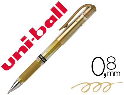 STYLO-BILLE UNIBALL SIGNO BROAD CRITURE LARGE 0.8MM POINTE 1MM GRIP CAOUTCHOUC ENCRE GEL RSISTANTE EAU LUMIRE OR