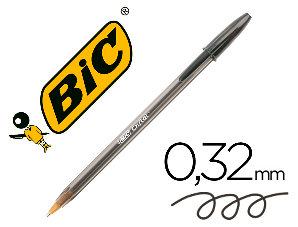 STYLO-BILLE BIC CRISTAL CRITURE MOYENNE 0.5MM ENCRE CLASSIQUE BILLE INDFORMABLE CAPUCHON COULEUR ENCRE NOIR