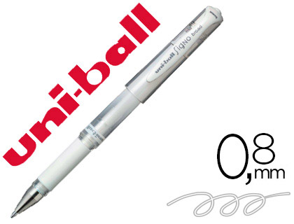 STYLO-BILLE UNIBALL SIGNO BROAD CRITURE LARGE 0.8MM POINTE 1MM GRIP CAOUTCHOUC ENCRE GEL RSISTANTE EAU LUMIRE BLANC