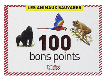 BON POINT DITIONS LITO ANIMAUX SAUVAGES TEXTE PDAGOGIQUE AU VERSO 61X82MM BOTE 100 UNITS