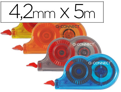 CORRECTEUR Q-CONNECT DVIDOIR MINI RUBAN 4.2MMX5M APPLICATION FRONTALE RCRITURE IMMDIATE COLORIS ASSORTIS BOTE 28U