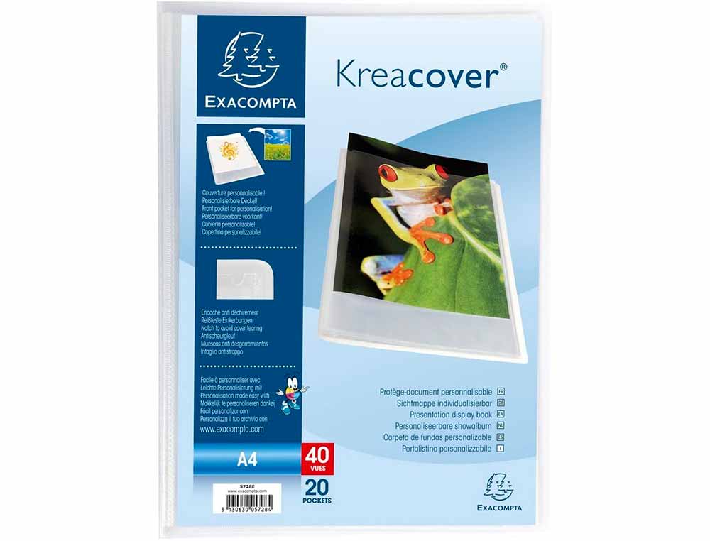 PROTEGE-DOCUMENTS EXACOMPTA KREACOVER CHROMALINE POLYPROPYLENE SEMI-RIGIDE A4 24X32CM 40 VUES CRISTAL