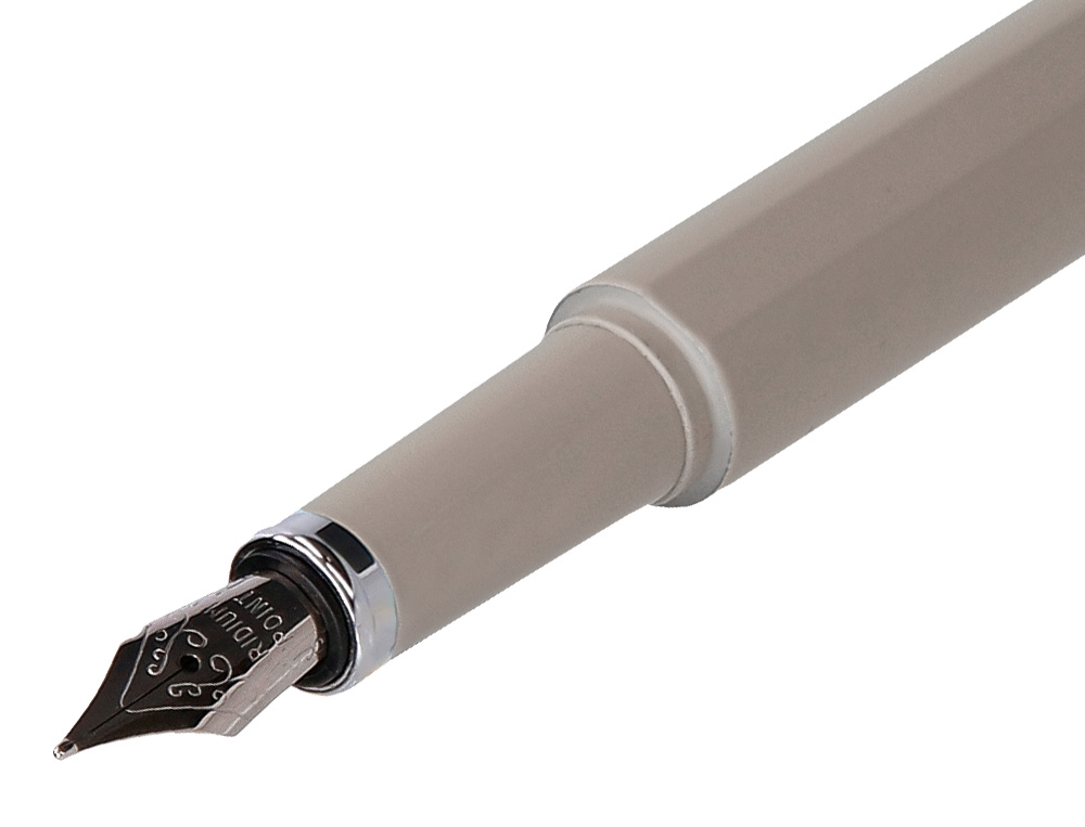 STYLO-PLUME ET ETUI EN SIMILI CUIR BELIUS SPACE B MONOCHROME SANS AGRAFE ENCRE BLEUE COLORIS GRIS DANS COFFRET CADEAU