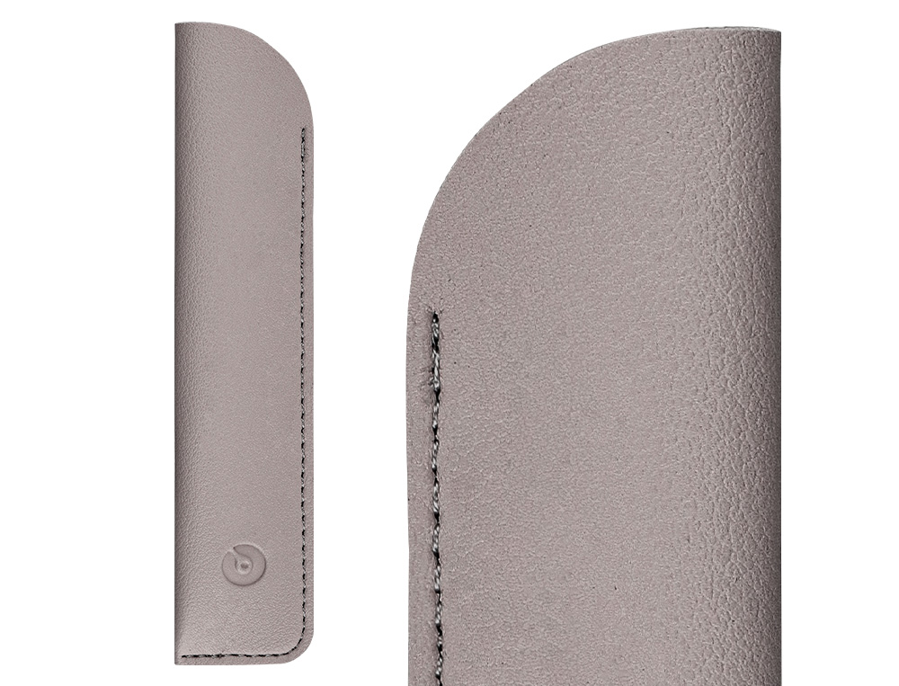 STYLO-PLUME ET ETUI EN SIMILI CUIR BELIUS SPACE B MONOCHROME SANS AGRAFE ENCRE BLEUE COLORIS GRIS DANS COFFRET CADEAU