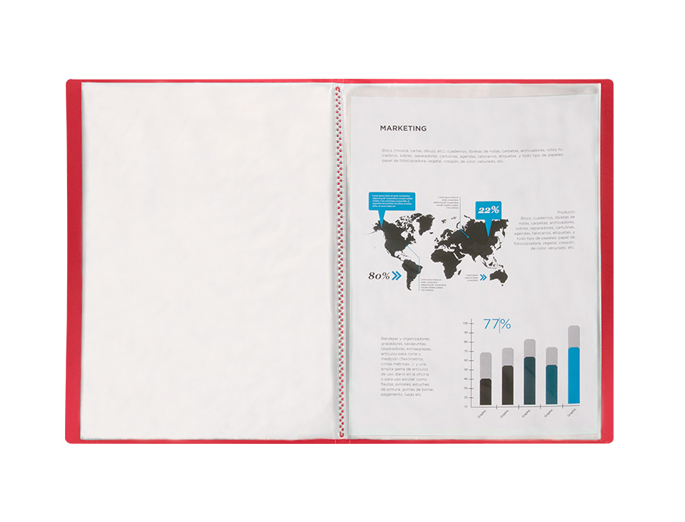 PROTEGE-DOCUMENTS LIDERPAPEL 40 POCHETTES PP DIN A3 COLORIS ROUGE TRANSLUCIDE
