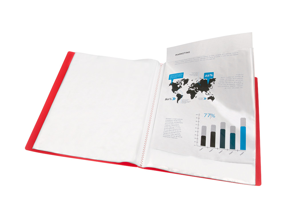 PROTEGE-DOCUMENTS LIDERPAPEL 40 POCHETTES PP DIN A3 COLORIS ROUGE TRANSLUCIDE