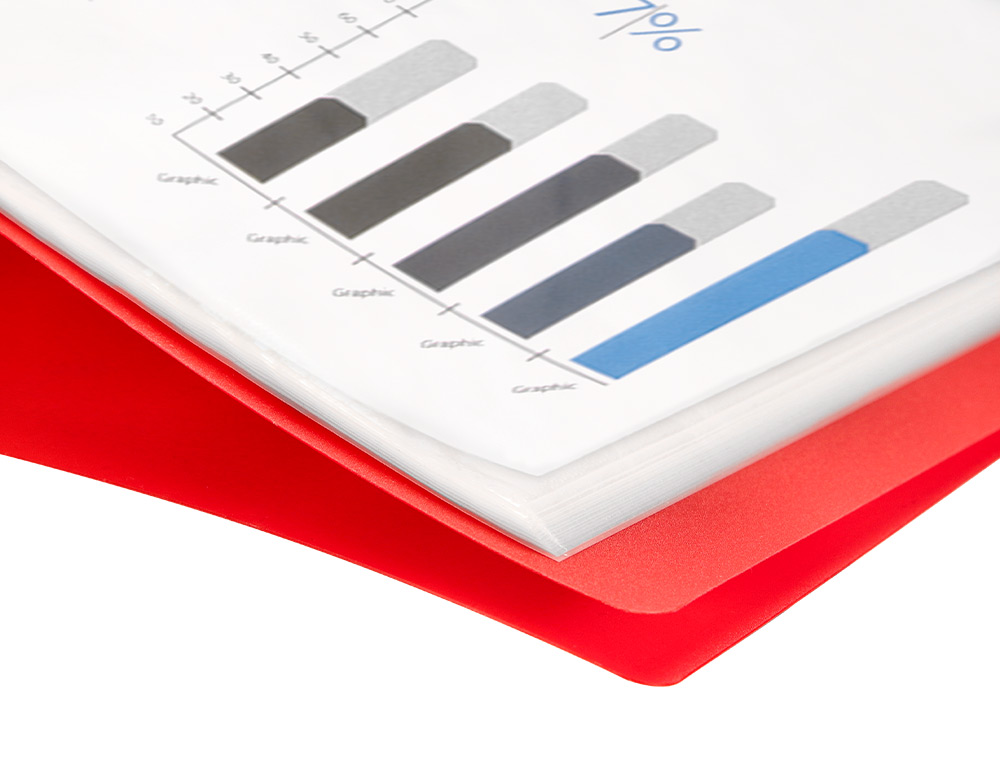 PROTEGE-DOCUMENTS LIDERPAPEL 40 POCHETTES PP DIN A3 COLORIS ROUGE TRANSLUCIDE