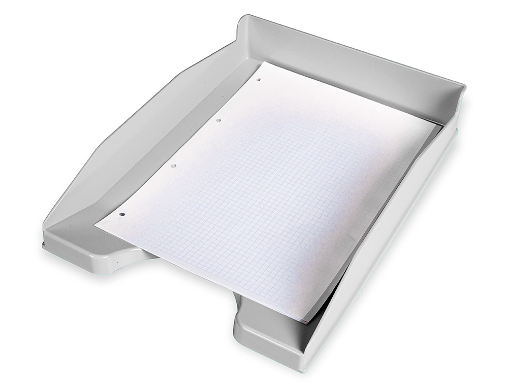 CORBEILLE À COURRIER Q-CONNECTPOLYPROPYLÈNE DOCUMENTS A4+ 240X320MM EMPILABLE 350X255X65MM COLORIS GRIS OPAQUE