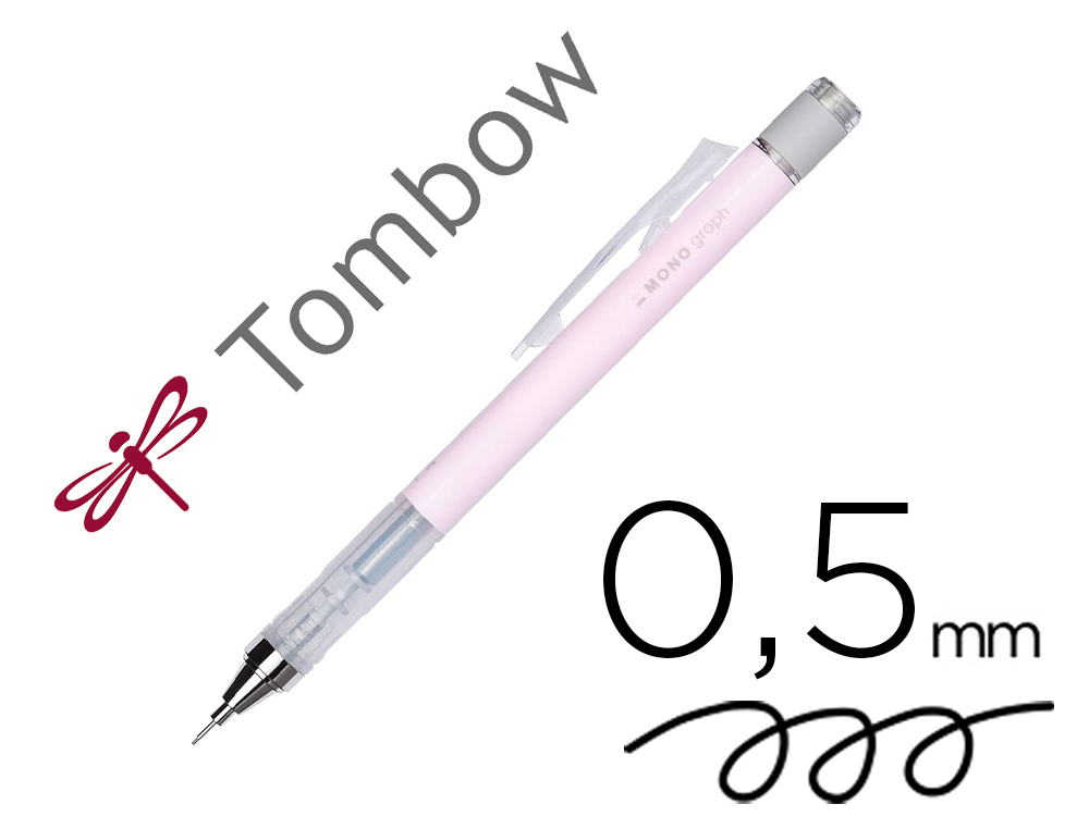 PORTE-MINES TOMBOW MONOGRAPH 0,5MM RECHARGEABLE GOMME      TELESCOPIQUE INTERCHANGEABLE  COLORIS CORPS ROSE