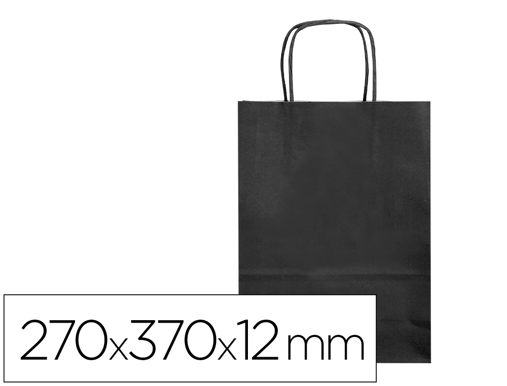 SAC PAPIER Q-CONNECT CELLULOSE M ANSE TORSADEE     270X370X12MM COLORIS NOIR