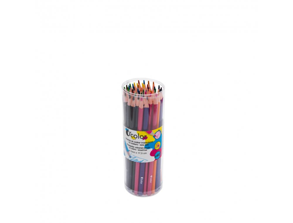 CRAYON COULEUR RESINE O COLOR CORPS TRIANGULAIRE COLORIS    ASSORTIS POT 48 UNITES