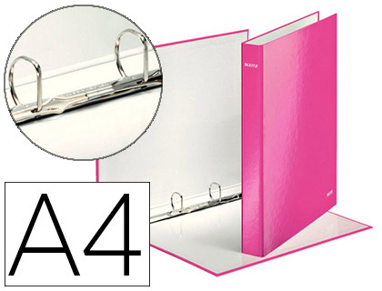 CLASSEUR ESSELTE WOW 4 ANNEAUX A4 DOS 40MM COLORIS ROSE