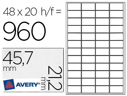 TIQUETTE ADHSIVE AVERY ULTRA-RSISTANTE IMPRESSION LASER 45.7X21.2MM POCHETTE 960 UNITS