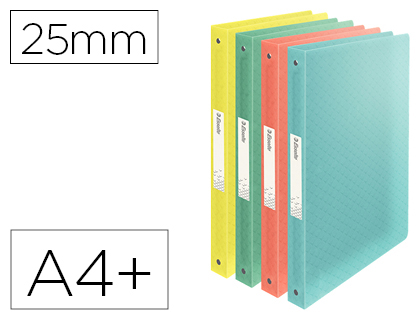 CLASSEUR ESSELTE COLOUR'ICE 4 ANNEAUX POLYPROPYLNE A4 DOS 25MM COLORIS ASSORTIS