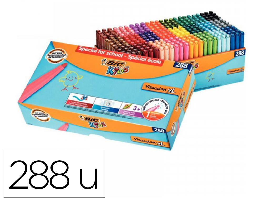 FEUTRE COLORIAGE BIC VISA XL PACK SCOLAIRE 238 + 50 UNITS GRATUITS