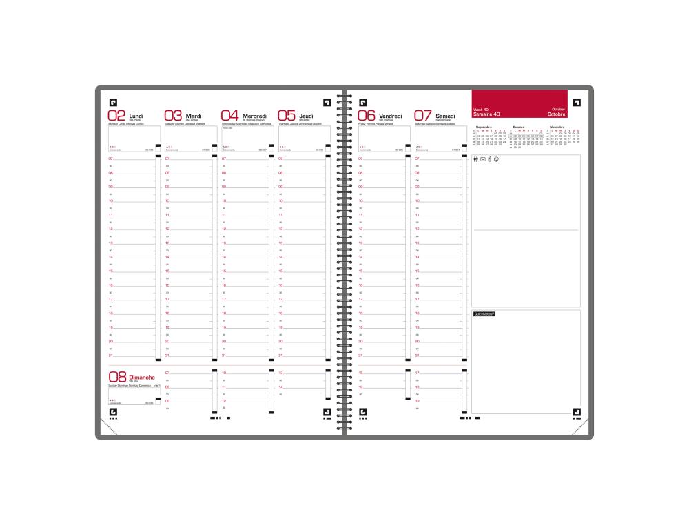 SEM.OXFORD VOYAGE SPI 15X21ASSAGENDA SEMAINIER SPIRALE VOYAGE 15X21CM OXFORD