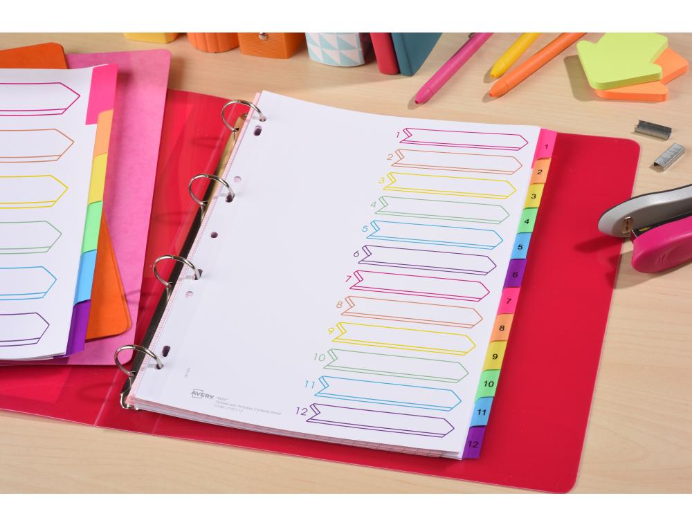 INTERC.A4 NUMERIQUE MYLAR 1 A1INTERCALAIRES CARTE MYLAR - AVERY - A4 12 TOUCHES NUMERIQUES