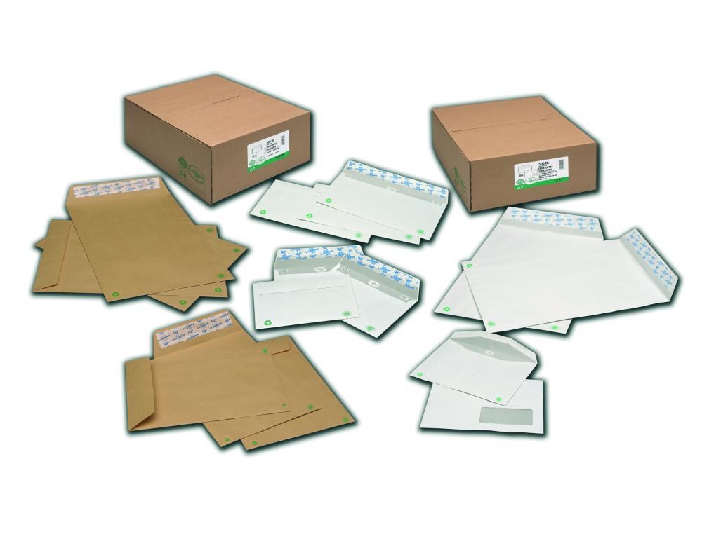 ENV.BLC REC.110X220 BDP80GB/50BOITE 500 ENVELOPPES DL (110x220mm) GPV GREEN - 80 G RECYCLES BLANCHES