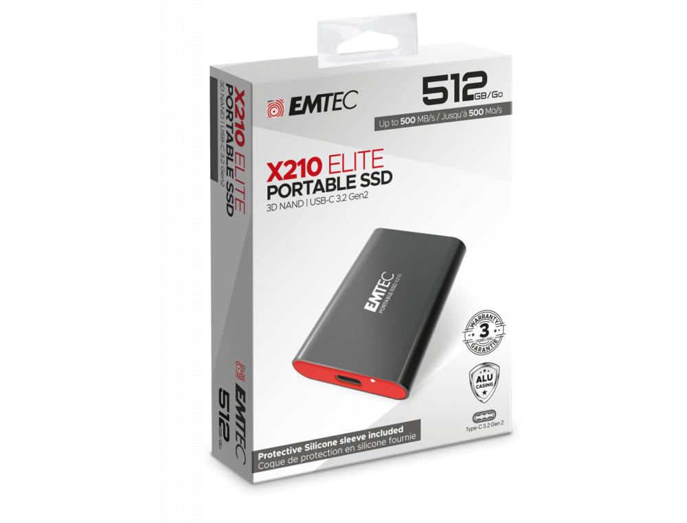 EMTEC SSD 3.2GEN2 X210 512GB DISQUE DUR EXTERNE EMTEC SSD 3.2GEN2 X210 512GB