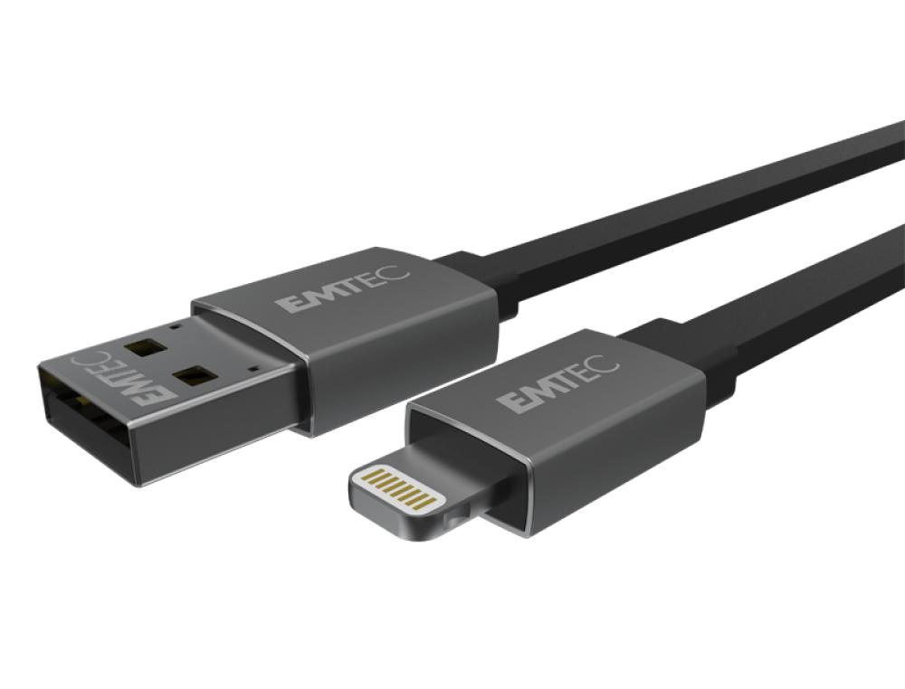 CABLE PLAT USB/LIGHTING M 2M. CBLE PLAT USB-A VERS LIGHTING EMTEC T700A 1,2M