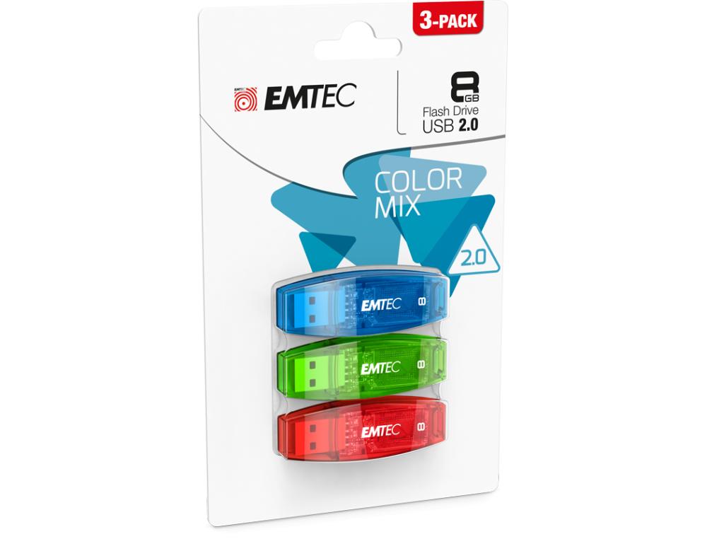 LOT 3 CLES USB EMTEC C410 8GB2LOT 3 CLS USB 2.0 EMTEC C410 COLOR MIX 8GB