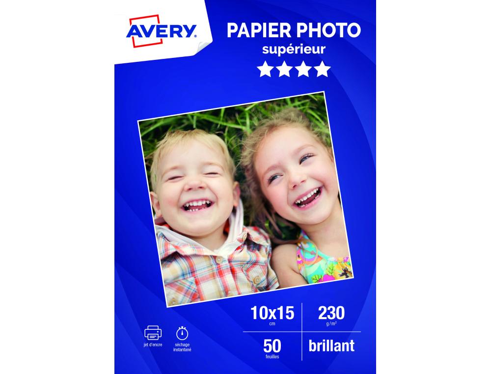 AVERY PAPIER PHOTO 230G 10X155PAQUET DE 50 PAPIERS PHOTOS BRILLANTS 10X15 CM 230GR AVERY