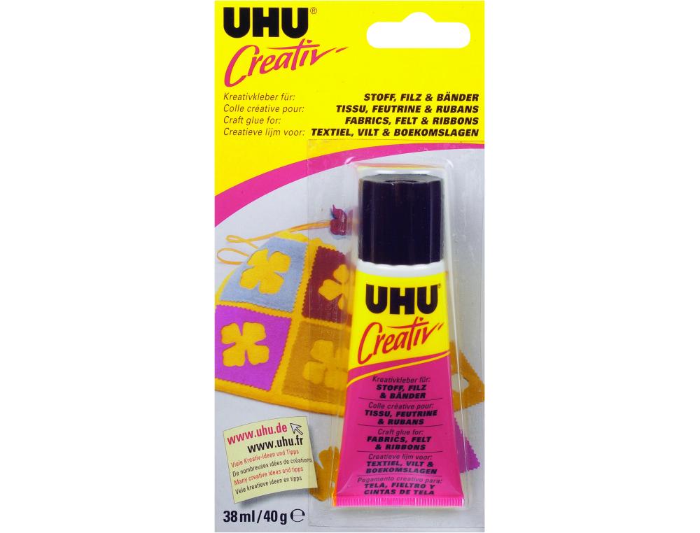 COLLE CREA TISSU FEUTRIN RUBANCOLLE SPECIALE CREATIV POUR TISSUS FEUTRINE RUBANS UHU 38ML