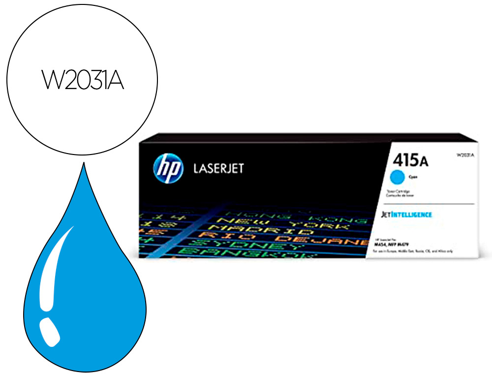 CARTOUCHE D'ENCRE HP 415A POUR HP COLOR LASERJET PRO    M454 MFP M479 CYAN 2100P