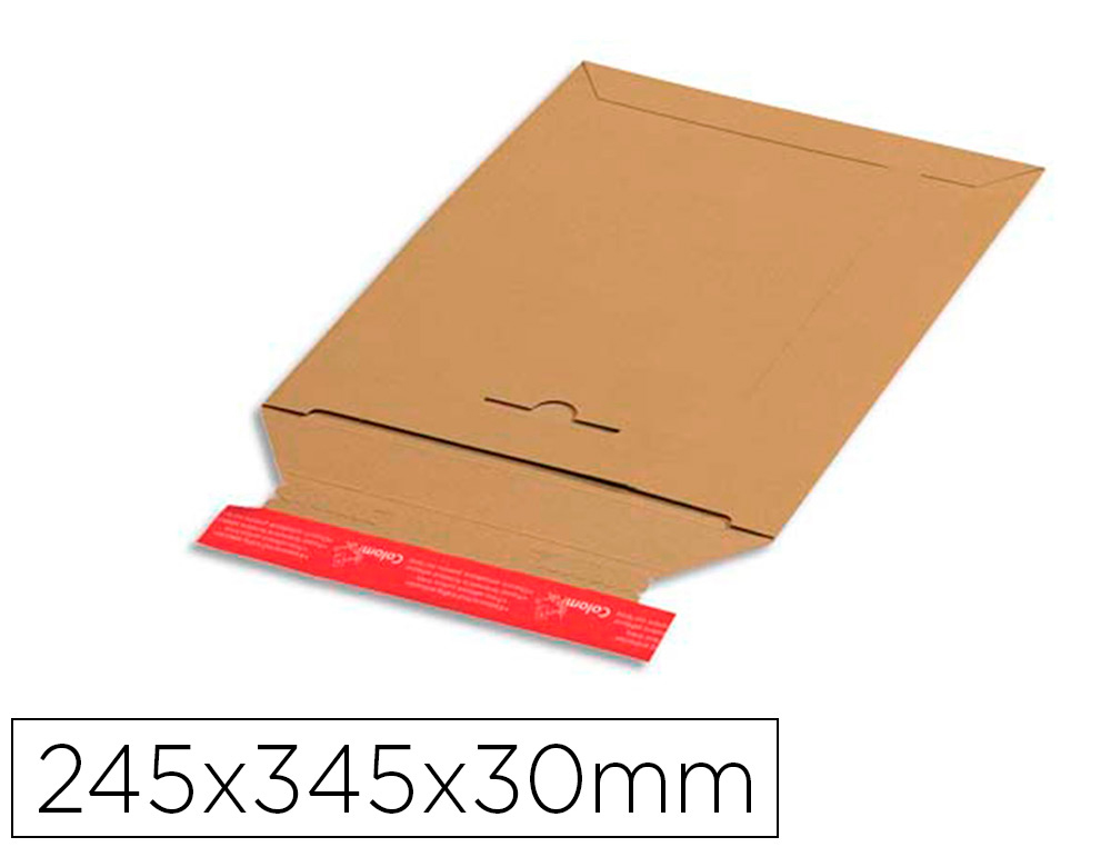 POCHETTE EXPEDITION COLOMPAC CARTON RIGIDE BRUN BANDE      ADHESIVE 245X345X30MM