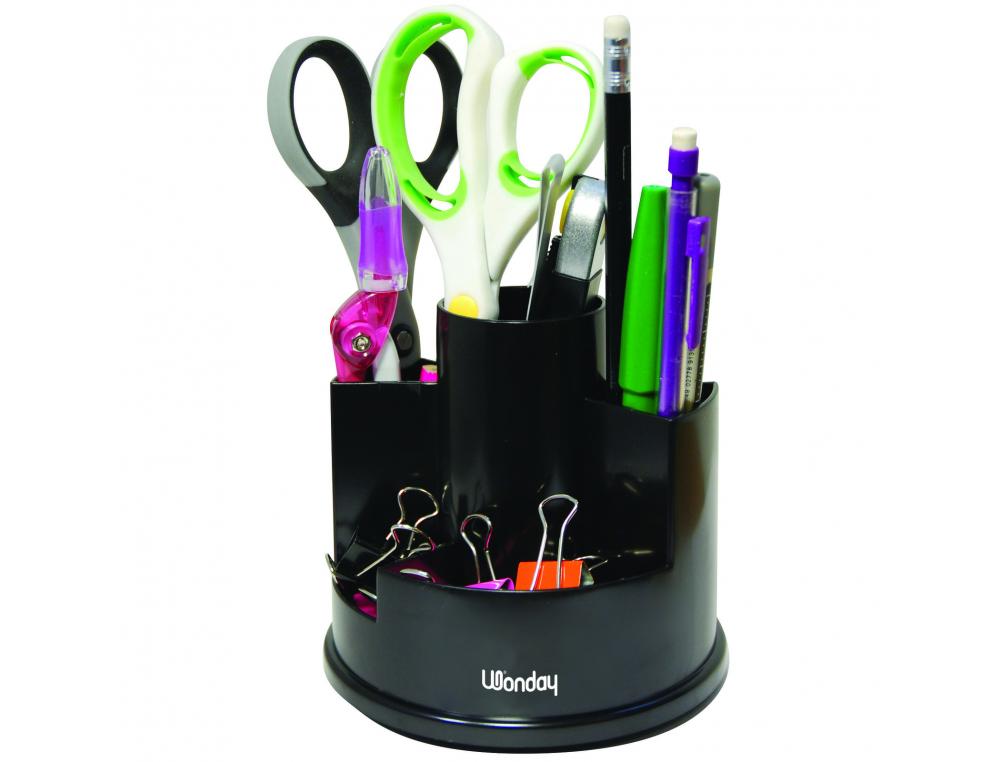 POT A CRAYONS ROTATIF WONDAY MULTI CASES 7 COMPARTIMENTS   POLYPROPYLENE COLORIS NOIR