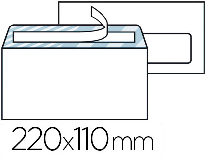 ENVELOPPE CONOMIQUE DL 110X220MM 80G ADHSIVE FENTRE 45X100MM COLORIS BLANC BOTE 500 UNITS