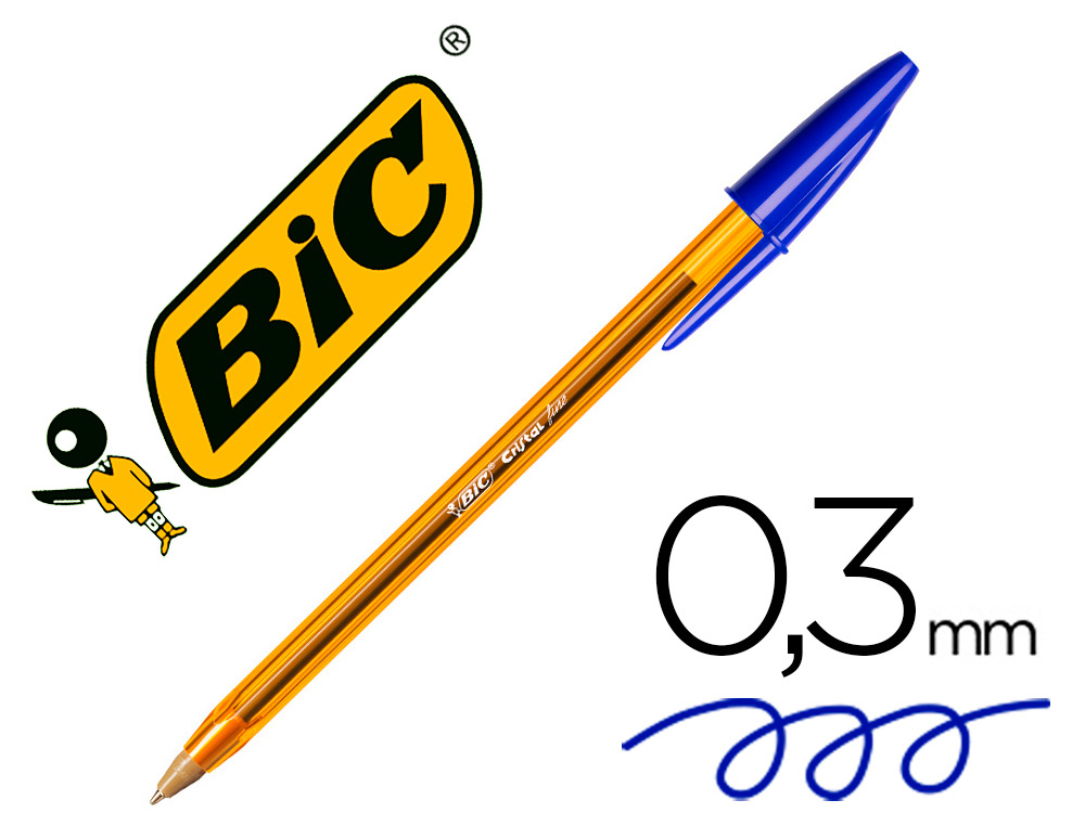 STYLO-BILLE BIC CRISTAL CRITURE FINE 0.4MM ENCRE CLASSIQUE BILLE INDFORMABLE CAPUCHON COULEUR ENCRE BLEU