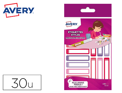 TIQUETTE STYLOS AVERY ULTRA RSISTANTE POUR IDENTIFIER MATRIEL SCOLAIRE COLORIS ROSE SACHET 30 UNITS