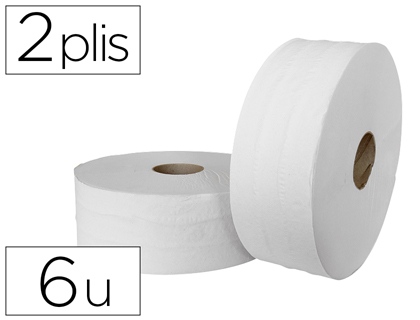 PAPIER TOILETTE JUMBO PURE OUATE BLANCHE LISSE PRDCOUP 2 PLIS 320M PAQUET 6 ROULEAUX